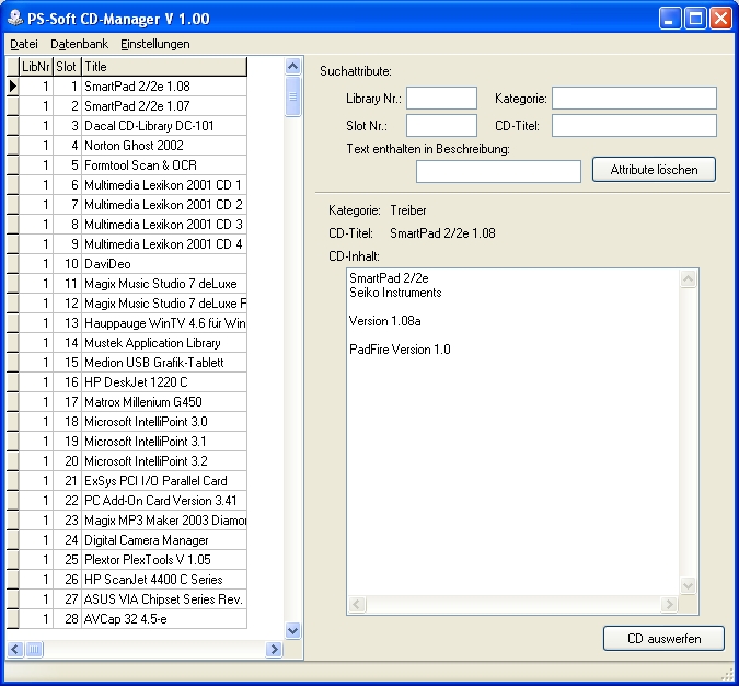 CD Library Manager main window