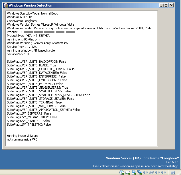 TWindowsVersion and Windows Server 2008 32bit